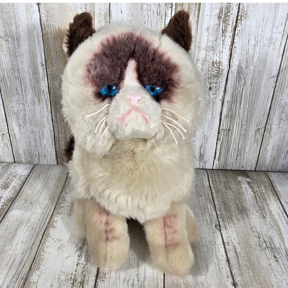 Gund Grumpy Cat Plush Stuffed Animal Internet Meme Frown 12'  Blue Eyes Cream